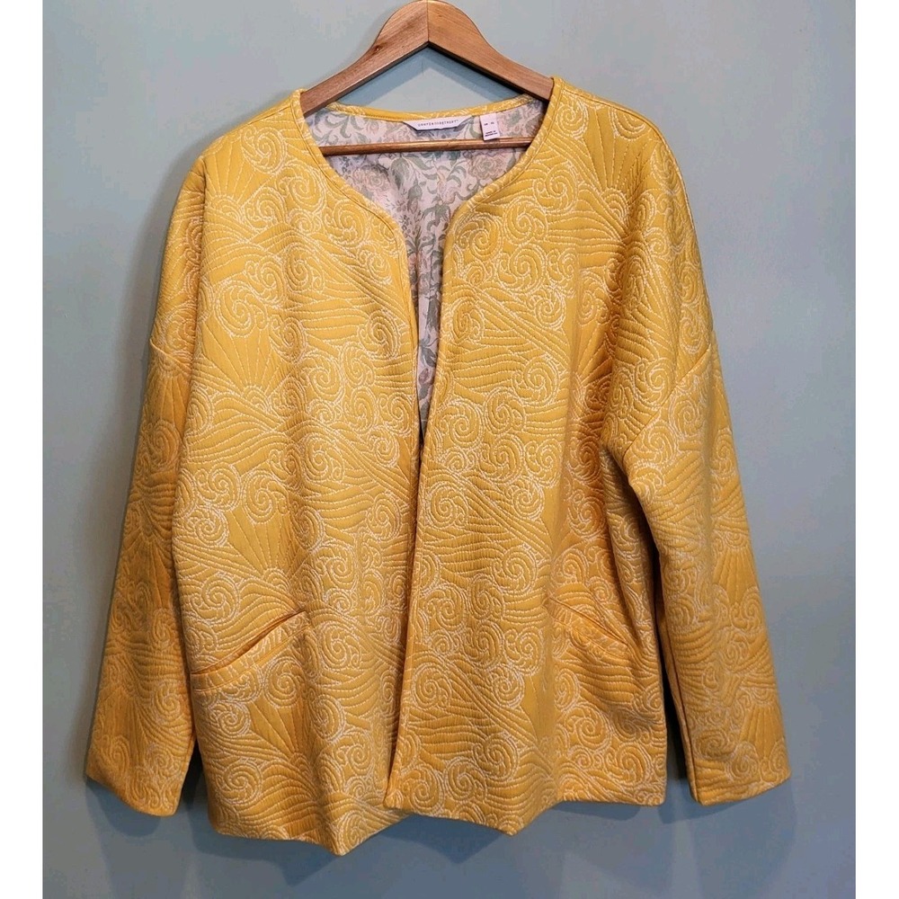 Yellow Quilted Open Cardigan Jacket Oversized Pockets Canyon Retreat Sz XL